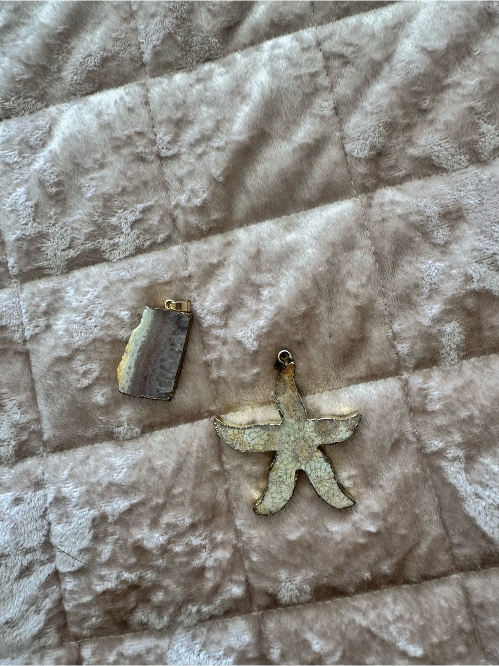 Seafoam Starfish Pendant and Stone Slice Charm